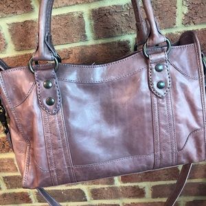 Frye Leather Melissa Satchel Handbag in lilac.